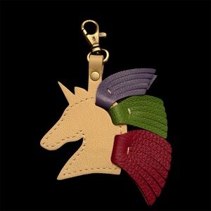 Portland Leather Unicorn Keychain - Tan, Purple, Green, Red